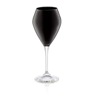 14 oz. - Set of 6 V-Shaped Wine Glasses Black with Clear Stem