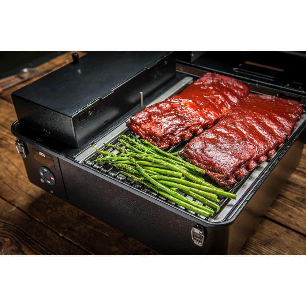 Black Portable Wood Pellet Grill and Smoker with Digital Controller