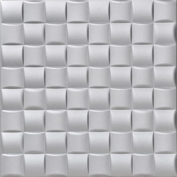 A La Maison Ceilings Cobblestone Silver 1.6 ft. x 1.6 ft. Decorative Foam Glue Up Ceiling Tile (21.6 sq. ft./case)