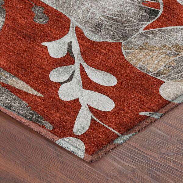 Mayfield Premium Machine Washable Abstract AMF2260 Red 5 ft. x 7 ft. 6 in. Area Rug