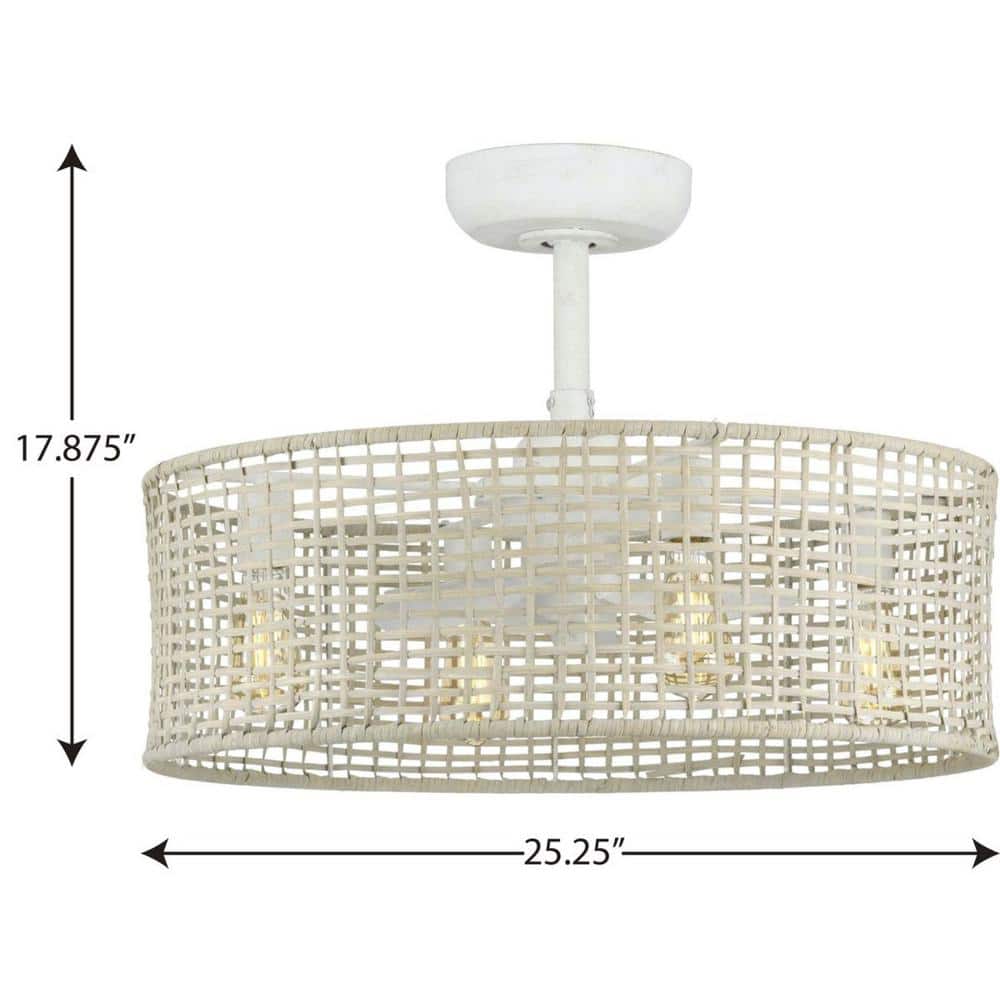 Belva 25.25-Inch Cottage White Coastal Ceiling Fan with LED Light