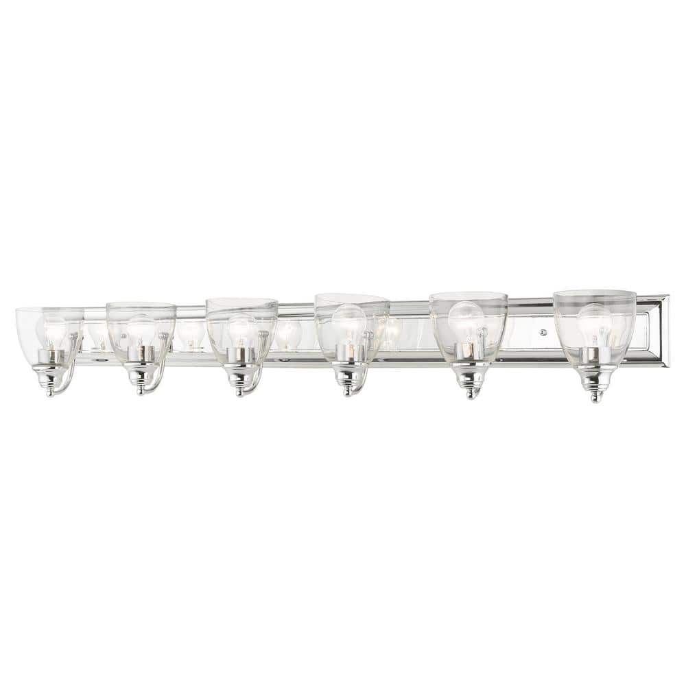 Polished Chrome 6-Light Vanity with Clear Glass Shades
