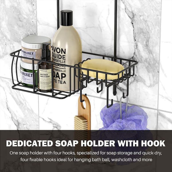 Dracelo Black 4-Tier Adjustable Shelves Shower Caddy Corner for Bathroom, Bathtub Storage Organizer for Shampoo Accessories