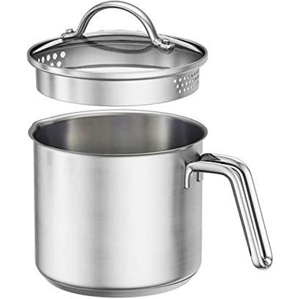 1.5 qt Stainless Steel Sauce Pan with Pour Spout and Lid Induction Compatible Ergonomic Handle Measurement Marks
