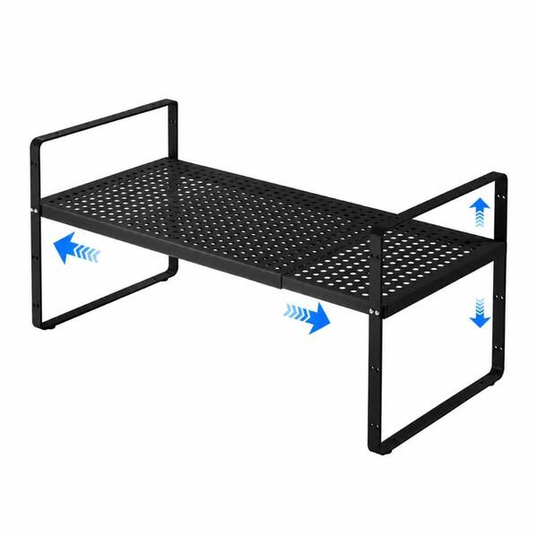 Expandable Black Metal Countertop and Cabinet Spice Rack Organizer Shelf 10 to 27 in Width 1 Pack