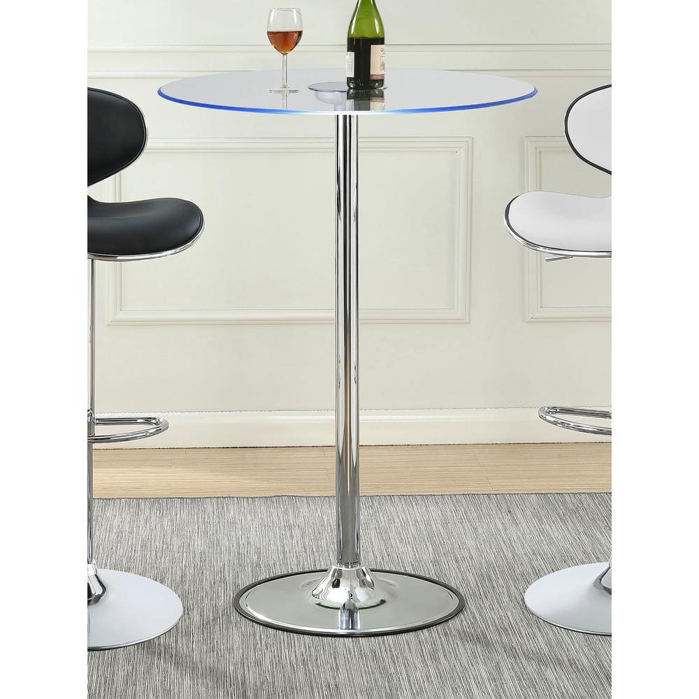 Round Clear Glass Extendable Bar Height Table with Chrome Base