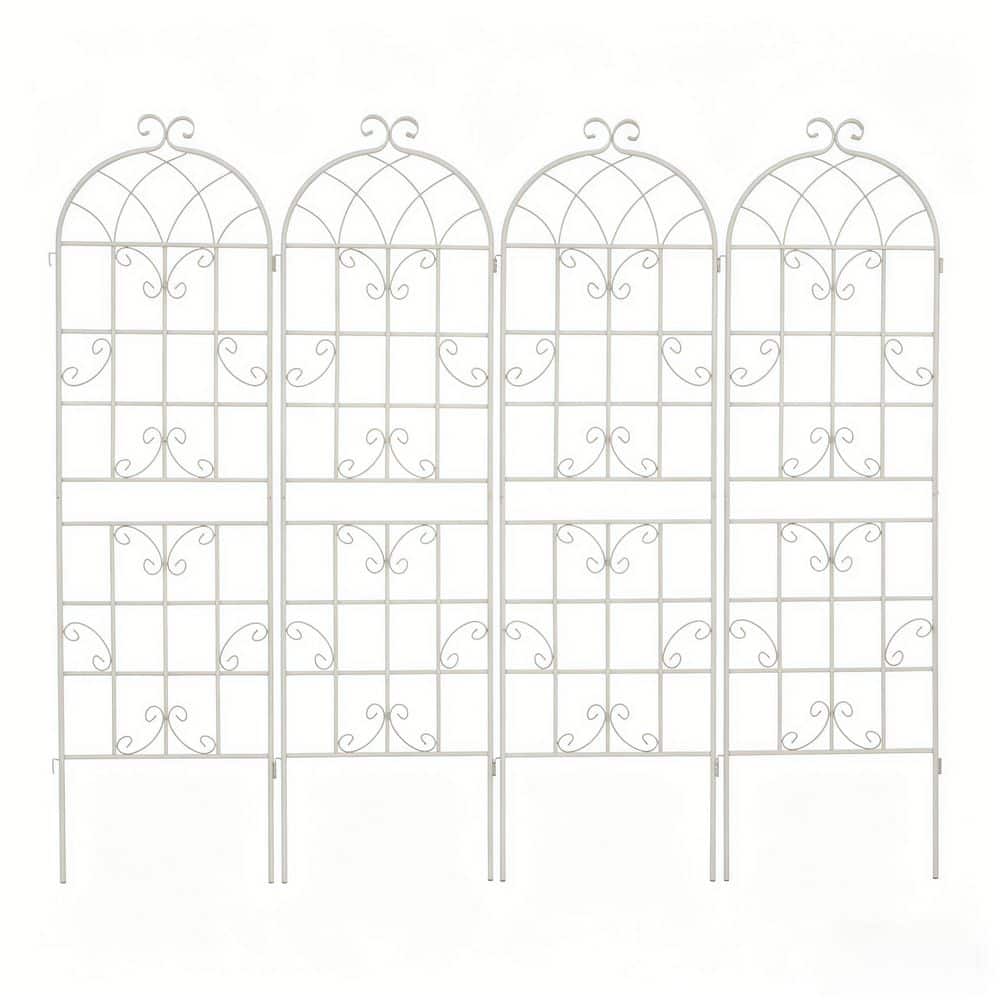 4 Pack 71 in. H White Metal Garden Trellises with Ornate Scrollwork for Climbing Plants, Roses, Vines and Vegetables price history on PriceWatchPro