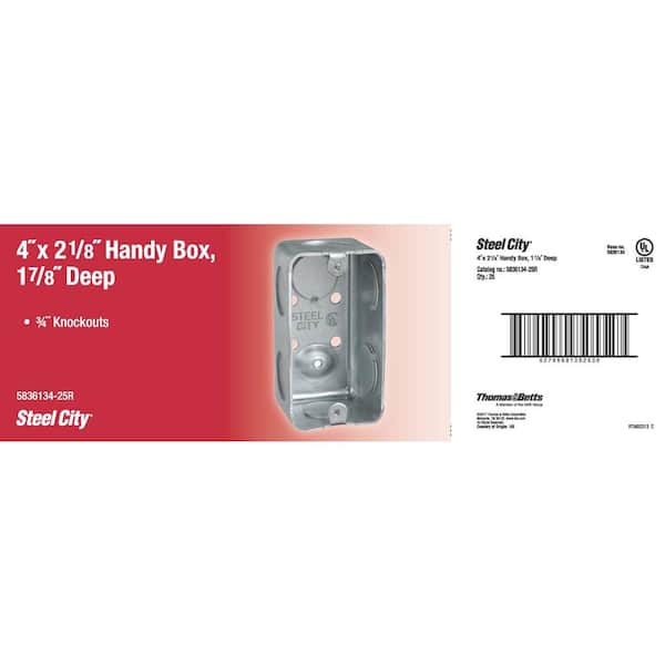 4 in. 2-1/8 in. Handy Box with 3/4 in. Knockouts (5836134-25R)