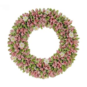 18 in. Spring Pink Floral Artificial Wreath
