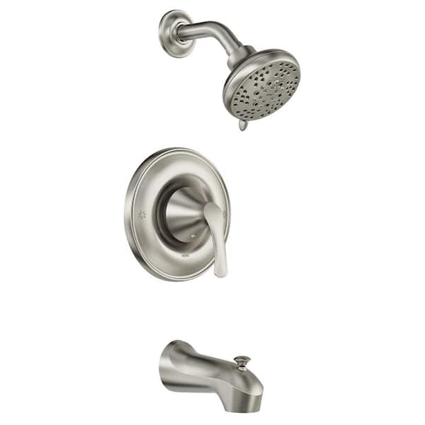 MOEN Darcy Single Handle 5-Spray Tub and Shower Faucet 1.75 GPM in. Spot Resist Brushed Nickel with Valve Included