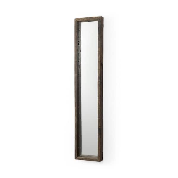 Gervaise 12 in. W x 59 in. H Brown Wood Rectangular Wall Mirror