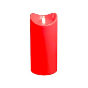 7 in. Red Battery Operated Pillar Candle with Moving Flame