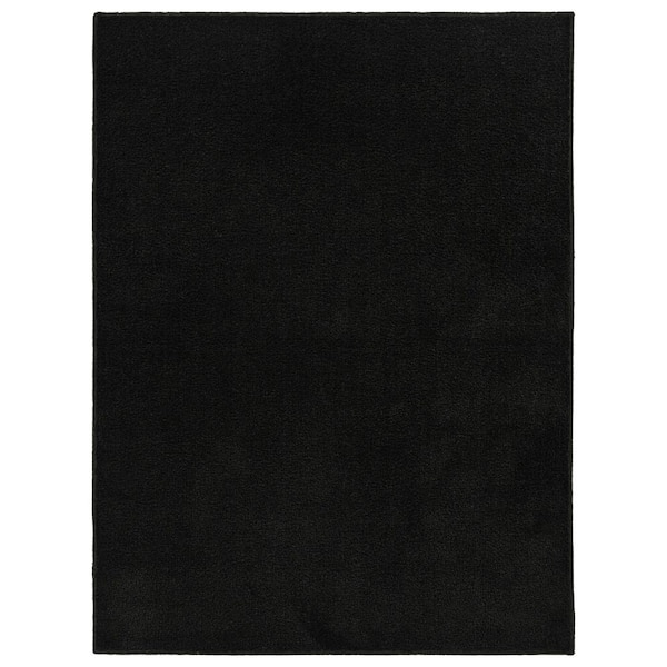 Clayton Plush 5 ft. x 6 ft. Black Basic Utility Area Rug