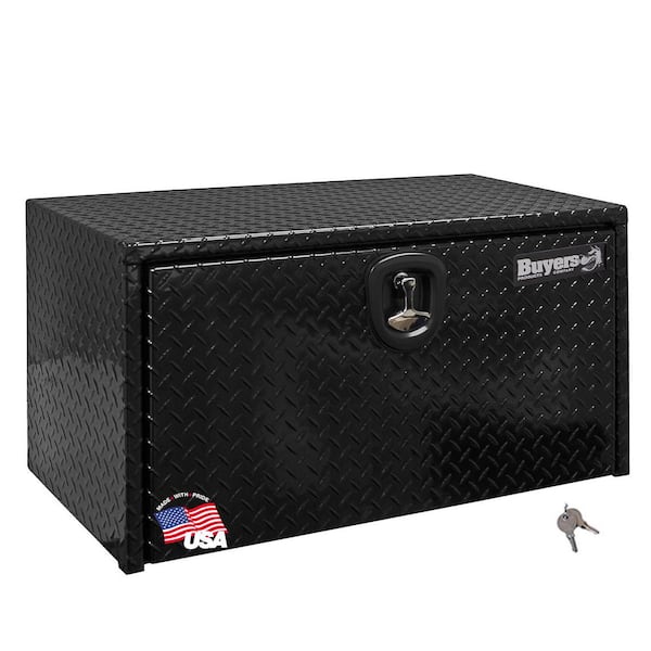 14 in. x 12 in. x 24 in. Gloss Black Diamond Tread Aluminum Underbody Truck Tool Box