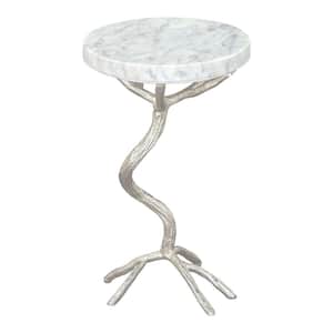Joel 12 in.W White 22 in.H Round Marble End Table
