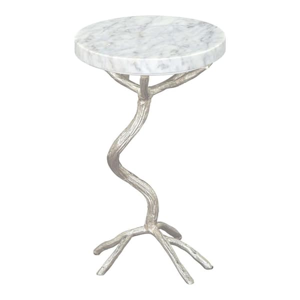 ZUO Joel 12 in.W White 22 in.H Round Marble End Table