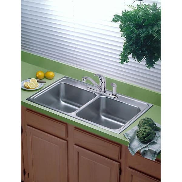 Pacemaker Drop-In Stainless Steel 43 in. 4-Hole Double Basin Kitchen Sink