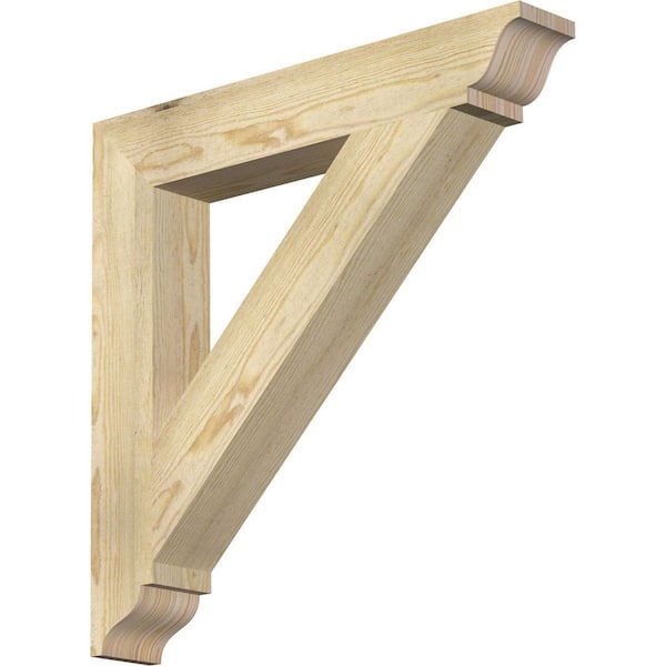 Ekena Millwork 4 in. x 26 in. x 26 in. Douglas Fir Traditional Rough Sawn Bracket