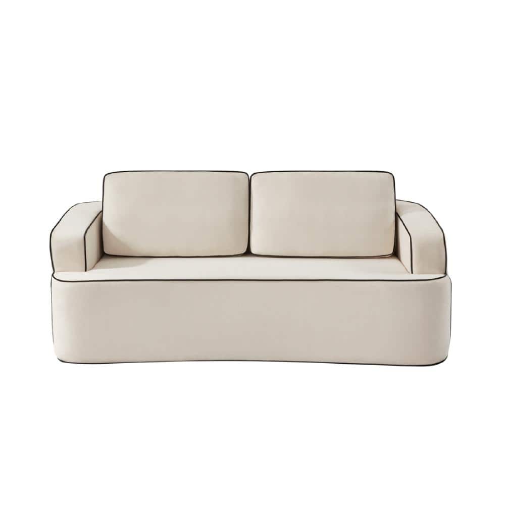 78.7 in. Acacia Wood Loveseat with Skin-Friendly Fabric 2-Seater in Alabaster durable construction price history on PriceWatchPro