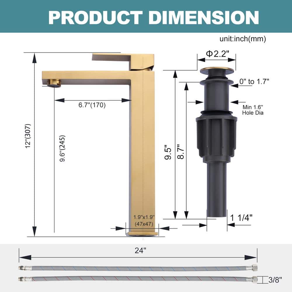 Brushed Gold Stainless Steel Single Handle High Arc Faucet