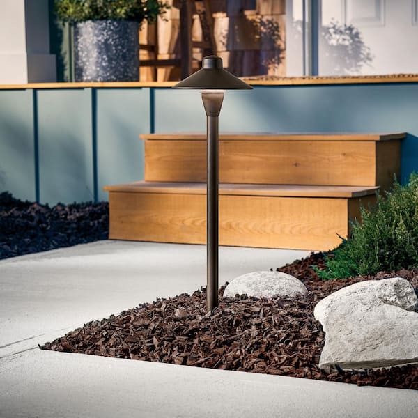 Low Voltage 6.75 in. Textured Architectural Bronze Hardwired Weather Resistant Path Light with No Bulbs Included