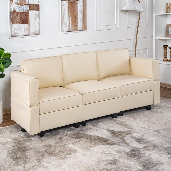 Cream leather sofa bed best sale