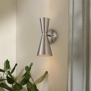 Selah 2-Light Sand Nickel Pinhole Horn Wall Sconce with Light Direction of Up and Down
