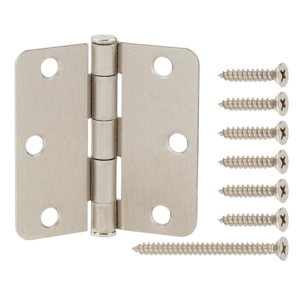3 in. x 1/4 in. Radius Satin Nickel Squeak-Free Door Hinge