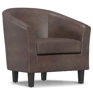 Austin 30 in. Wide Contemporary Tub Chair in Distressed Brown Vegan Faux Leather