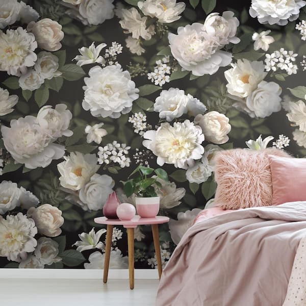 York Wallcoverings Black Photographic Floral Vinyl Peel & Stick