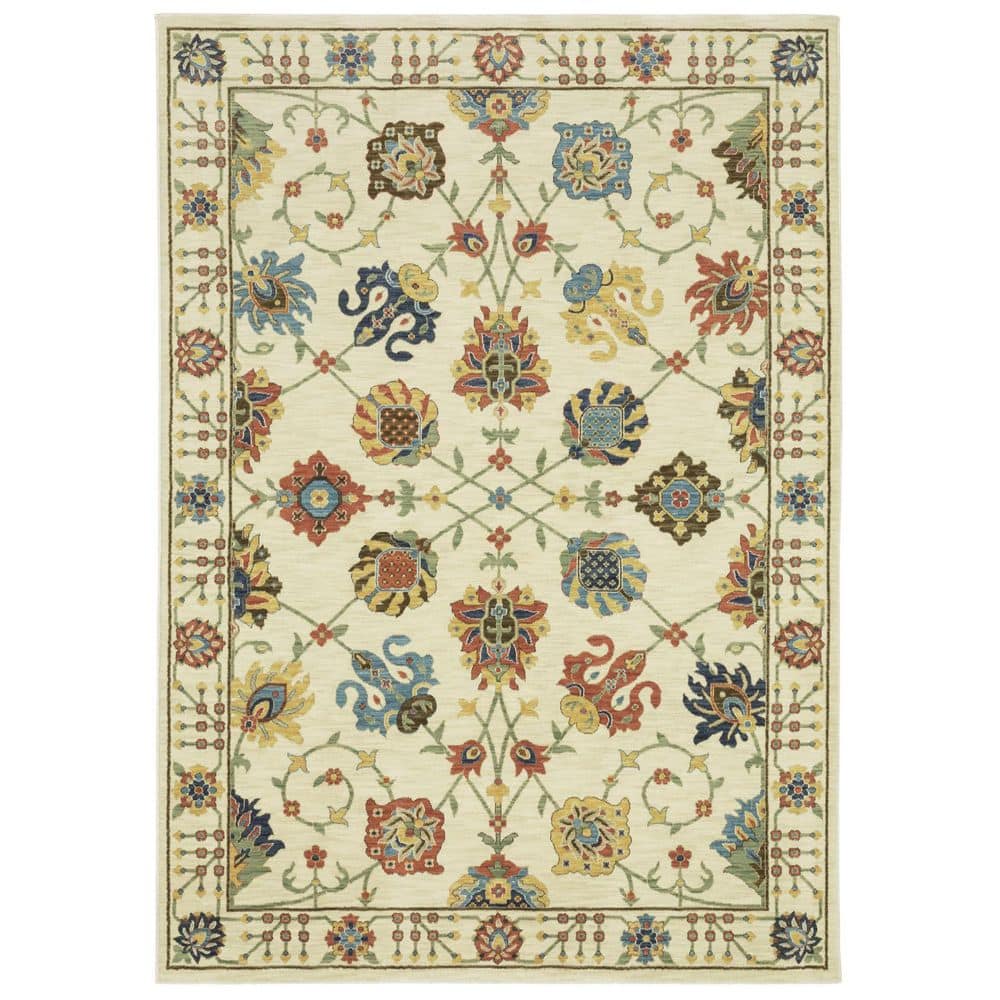 10 X 13 Brown, Ivory Floral Washable Area Rugs Runner Rug price history on PriceWatchPro