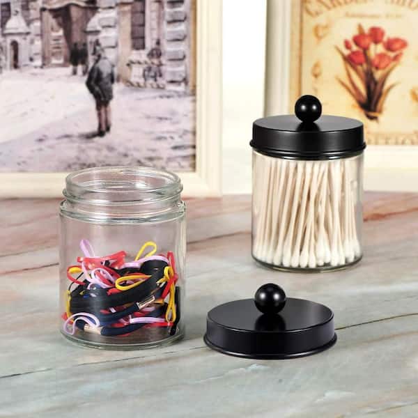Wudkey 4-Pack Open-Top Glass Storage Jar with Chalkboard Labels