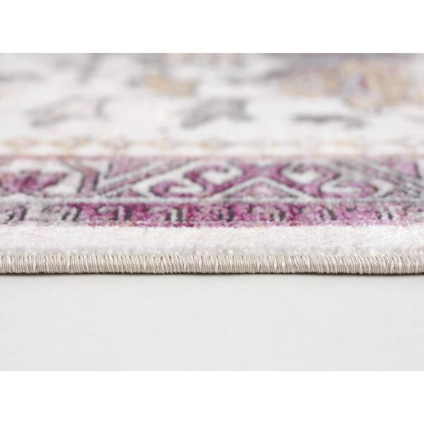 2 ft. x 7 ft. Gray, Beige, Orange Tribal Washable Area Rug