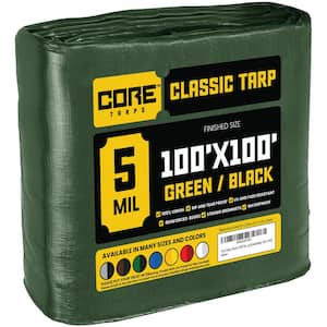 100 ft. x 100 ft. Green/Black 5 Mil Heavy Duty Polyethylene Tarp, Waterproof, UV Resistant, Rip and Tear Proof