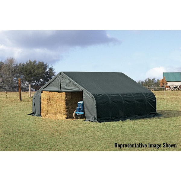 22 ft. W x 20 ft. D x 11 ft. H Steel and Polyethylene Garage without Floor in Green with Corrosion-Resistant Frame
