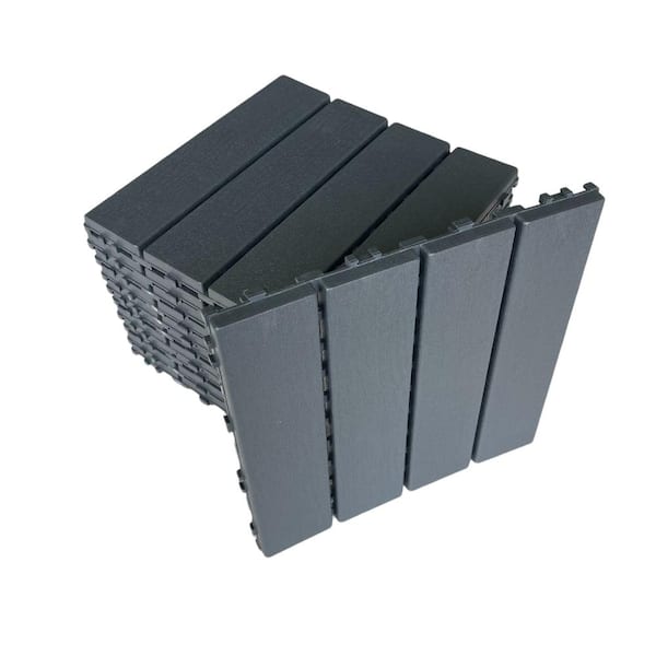 12 in. x 12 in. Outdoor Interlocking Waterproof Polypropylene Patio and ...