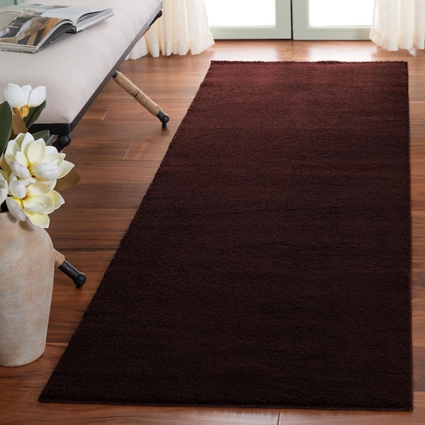 Boucle Brown 3 ft. x 8 ft. Machine Washable Solid Runner Rug