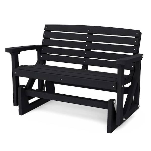 Wildridge Classic 2-Person Black Plastic Outdoor Glider