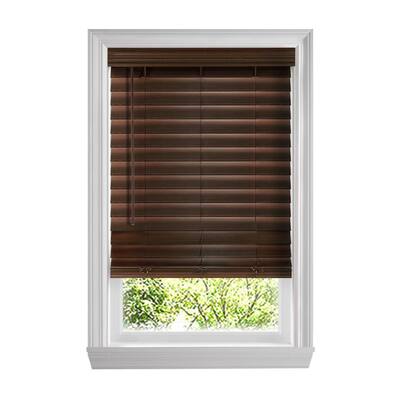 Espresso Cordless Premium Faux Wood Blinds with 2.5 in. Slats - 46 in. W x 48 in. L (Actual Size 45.5 in. W x 48 in. L)