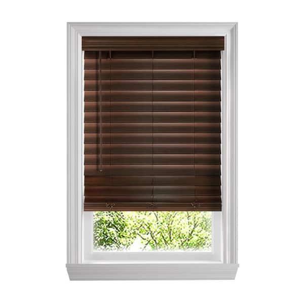 Home Decorators Collection Espresso Cordless Premium Faux Wood Blinds with 2.5 in. Slats - 58 in. W x 48 in. L (Actual Size 57.5 in. W x 48 in. L)