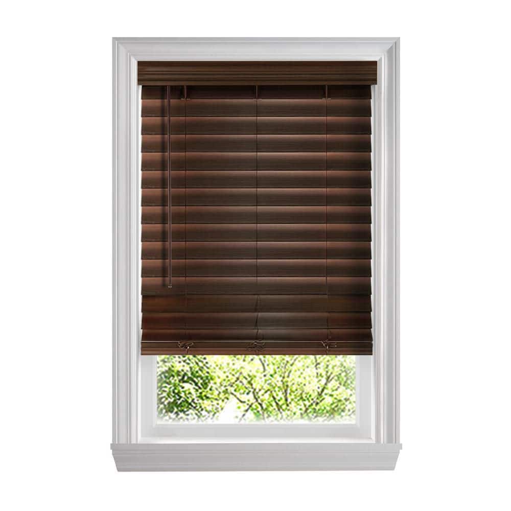 Espresso Cordless Premium Faux Wood Blinds with 2.5 in. Slats - 68.5 in. W x 48 in. L (Actual Size 68 in. W x 48 in. L) price history on PriceWatchPro