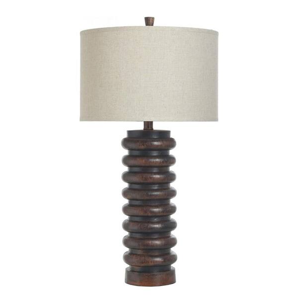 StyleCraft Table Lamp 35 in. Dark Teak Table Lamp