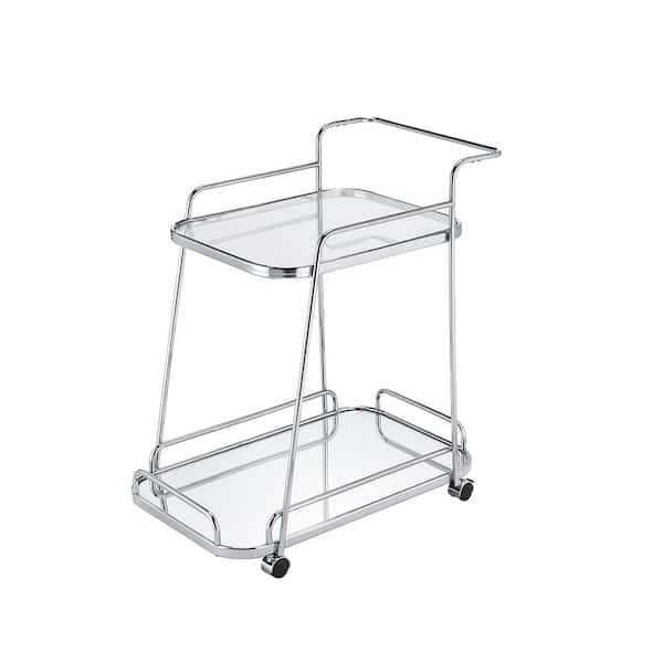 Aegis Clear Glass & Chrome Finish Serving Cart