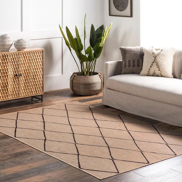 Billy SpinClean Diamond Easy-Jute Machine Washable Area Natural 5 ft. x 8 ft. Indoor Area Rug