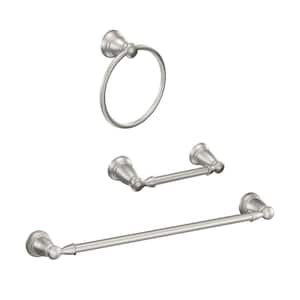Banbury 3-Piece Bath Hardware Set with 24 in. Towel Bar, Toilet Paper Holder, and Towel Ring in Brushed Nickel
