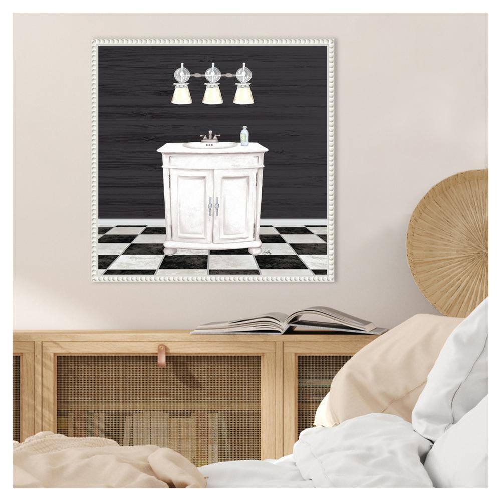 Modern Bathroom I White and Black Canvas Wall Art