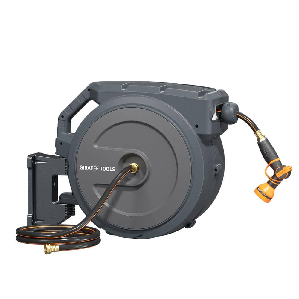 Giraffe Tools 130' Dark Gray Retractable Garden Hose Reel