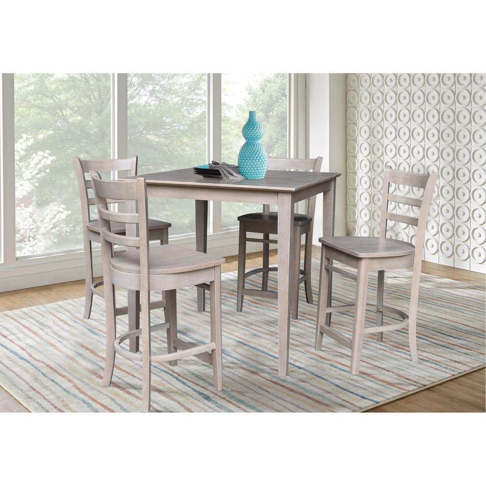 Emily 41" Gray Solid Wood Counter Height Barstool