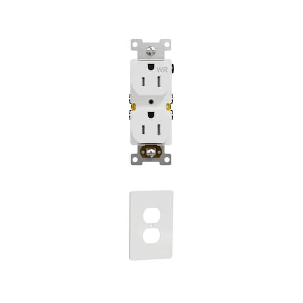 X Series Matte White Outlet Combo: 1-Gang Midsize Plus Wall Plate and 15 Amp Weather/Tamper Resistant Duplex Outlet