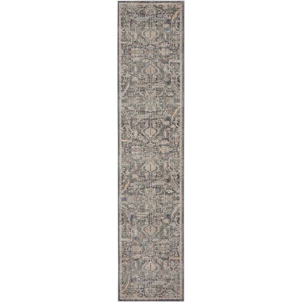 Nyle Navy Multicolor 2 ft. x 10 ft. Vintage Persian Kitchen Runner Area Rug